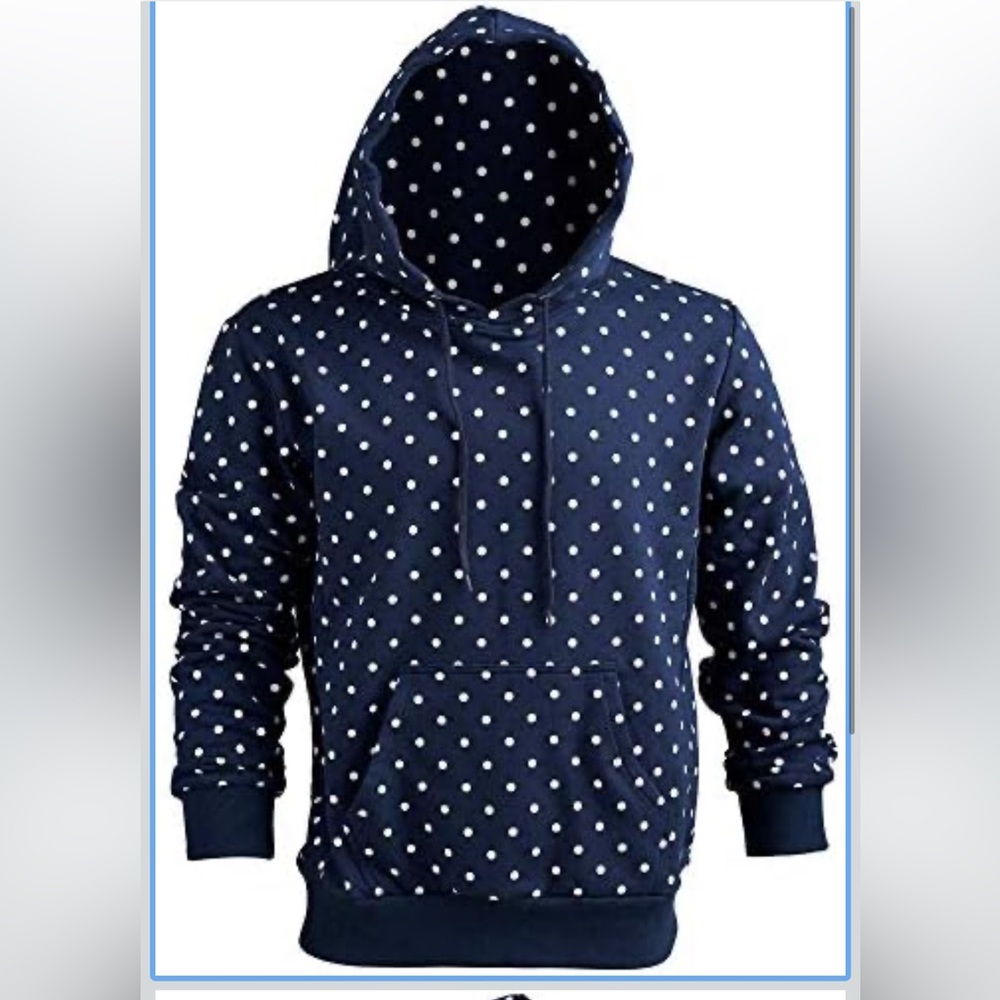 MW4 by Mario Millions Mens Streetwear navy blue & white polka dot hoodie size M